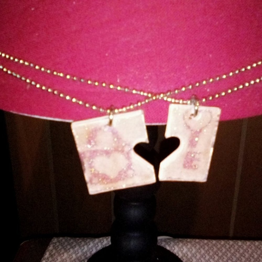 Lock and key pink glitter best friends partner